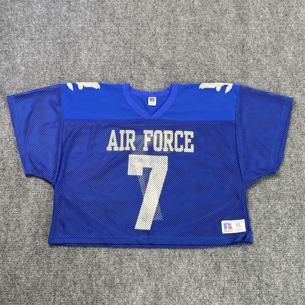 Vintage Air Force Academy Falcons Russell Athletic Jersey XL Blue Mesh Football